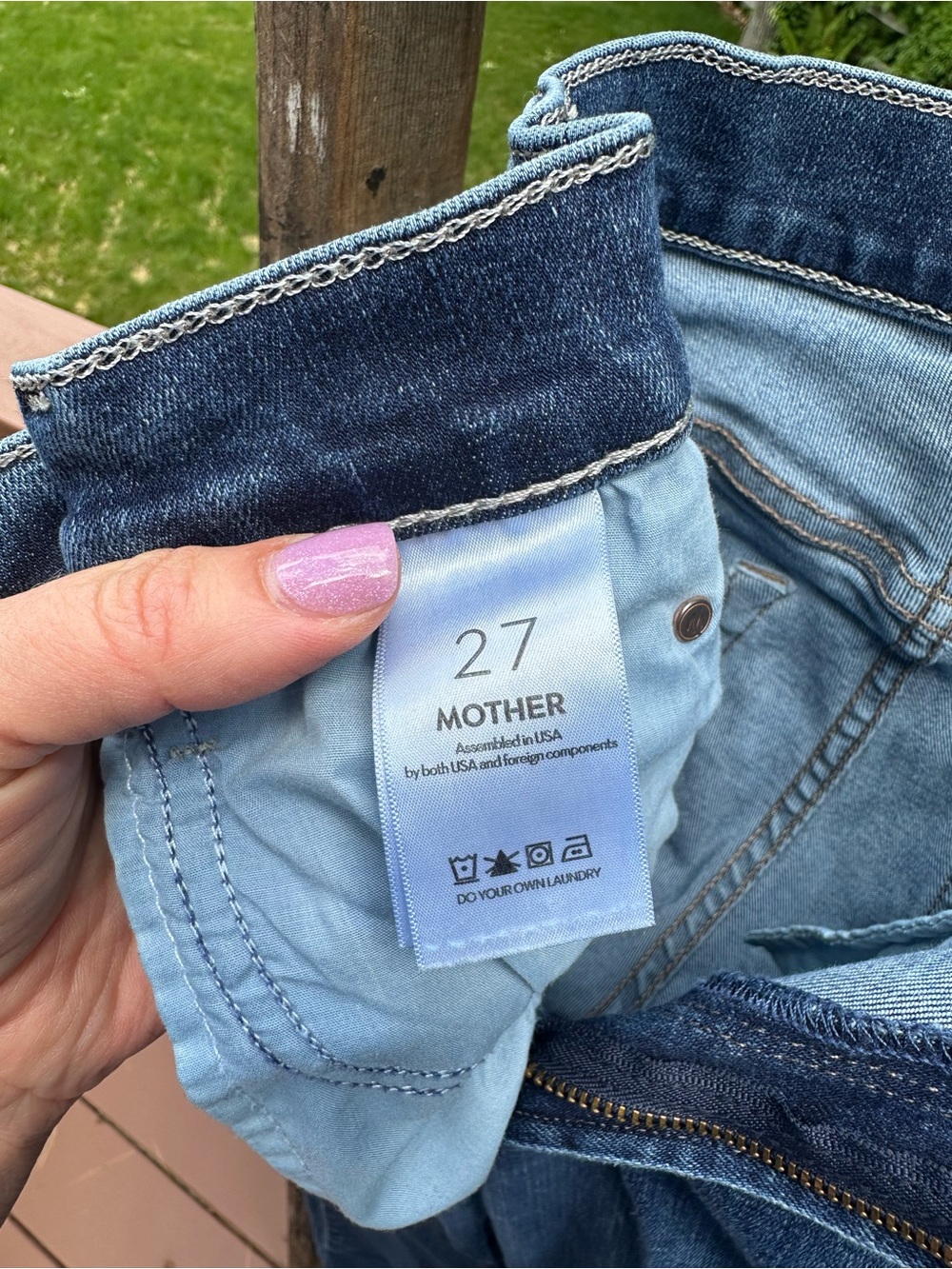 MOTHER Light and Dark Blue Two-Tone Denim Jeans - the Runaway - Picture 6 of 8